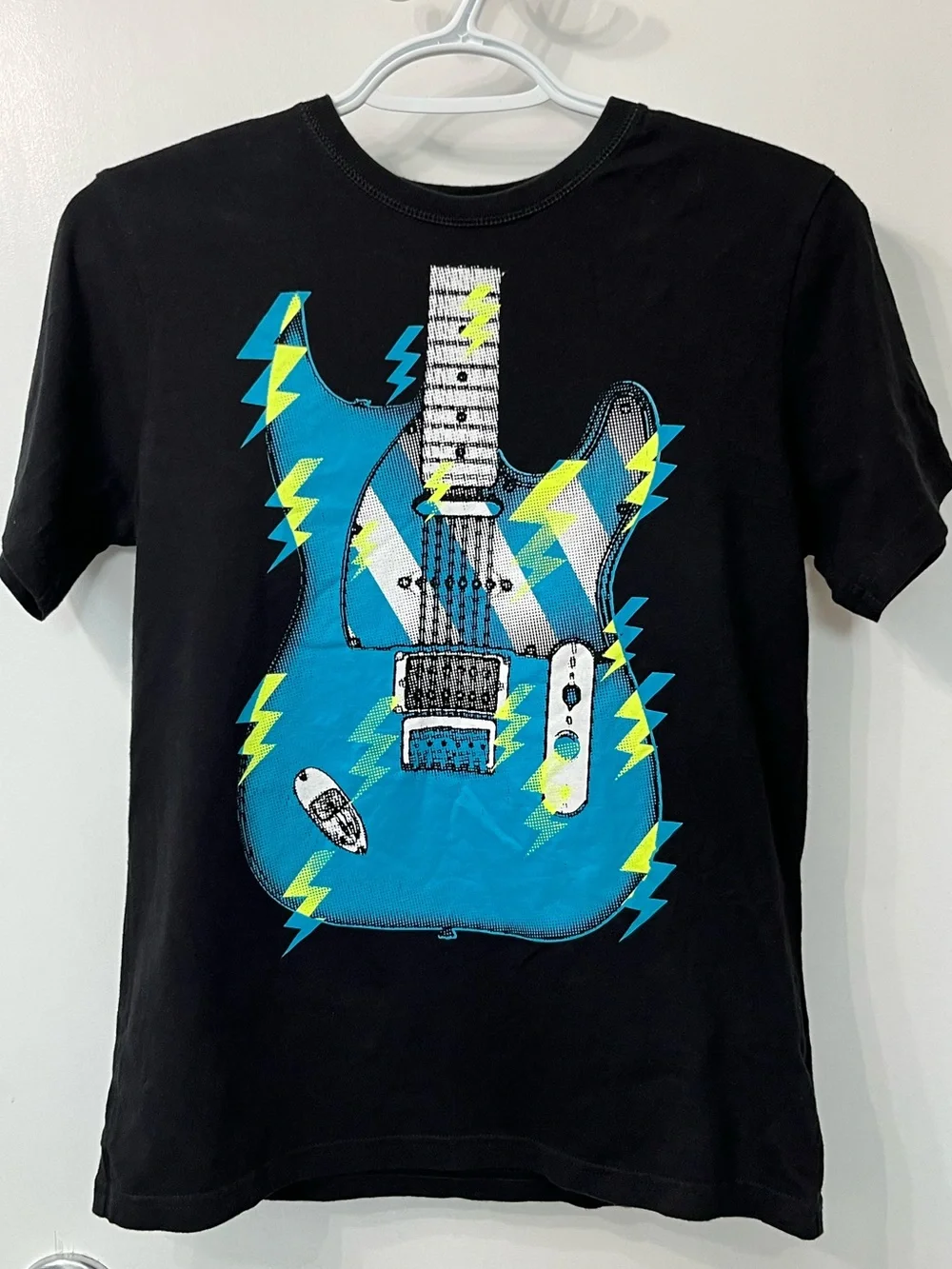 Place Boys Large 10/12 Electric Guitar Graphic T-Shirt 100% Cotton Rock Music